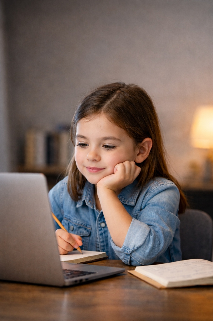 Student engaged in focused learning